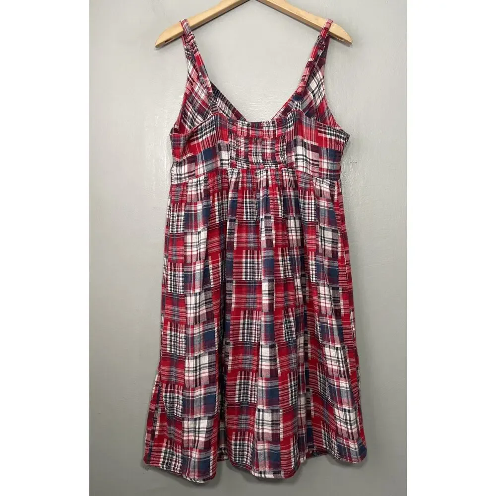 Madres Plaid SunDress Size 14 Babydoll Country Cotton Patchwork Boho Summer Y2K - Picture 5 of 10